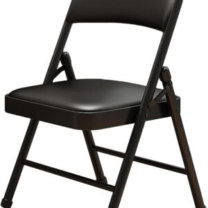 1 Pack Bulk Folding Chairs with Padded Cushion, Single Black Steel Metal Frame Foldable Chair for Indoor and Outdoor, Portable Stackable Commercial Seat for Bedroom Patio Party Event
