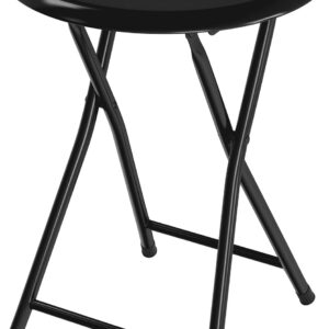 Folding Stool - Backless 18-Inch Stool with 225lb Capacity for Kitchen or Rec Room - Portable Indoor Counter Bar Stools by   (Black)