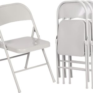 Metal Folding Chairs 4 Pack, Double Hinged Steel Frame Easy Foldable&Stackable for Office Kitchen Dinning Wedding Patio and Garden
