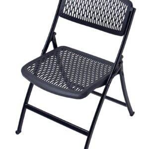 Folding Chair, 18-8 Steel, Black, 4-Pack