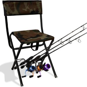 Folding Fishing Chair with Rod Holder,Camouflage