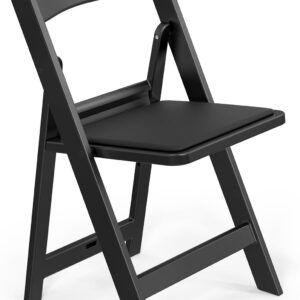Resin Folding Chairs with Cushion, Foldable Plastic Chair with Comfortable Padded Seats, Perfect for Event Party Indoor Outdoor, Black, 1 PC