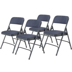 Premium Padded Portable Folding Chairs by  – 2200 Series Upholstered, Heavy-Duty Foldable Chairs for Indoor & Outdoor Use – Set of 4, Comfortable & Durable, Char-Blue