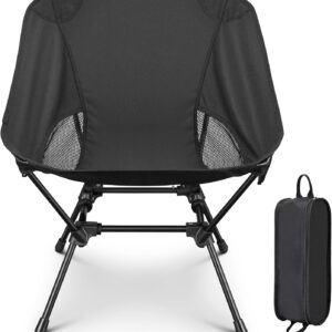 Camping Chair Portable Folding Backpacking Chair for Outside Hunting Fishing Hiking Black