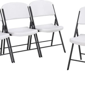 80747 Commercial Grade Folding Chairs, 6 Pack, White Granite