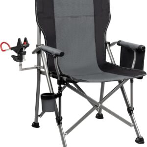 Fishing Chair with Upgraded 360° Adjustable Rod Holder, Folding Ice Fishing Chairs for Adults, Portable Camping Chair with Side Pocket Cup Holder for Outdoor Sports Garden Beach Lawn Picnic