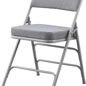 Padded Folding Chairs Upholstered Single Foldable Chair with Ultra Thick Padded Seat Comfortable Metal Chairs Indoor with Comfortable Fabric Cushion for Indoor-Grey