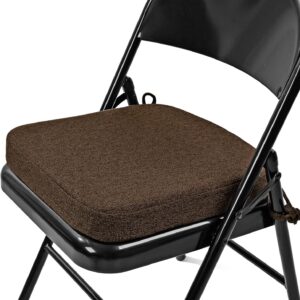 Thickened 2" Memory Foam Folding Chair Cushion 1 Pcs, Square Kitchen Chair Pad with Ties, Indoor Non-Slip Dining Chair Seat Cushion (1 Pcs, Dark Brown)